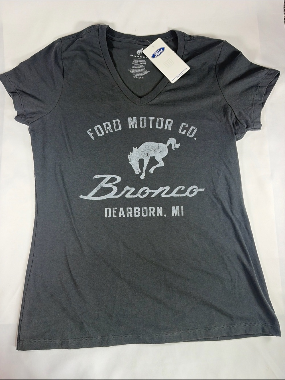 Ford Motor Co Bronco Detroit MI Women’s V-Neck T-Shirt Retro Truck 1966 Tee